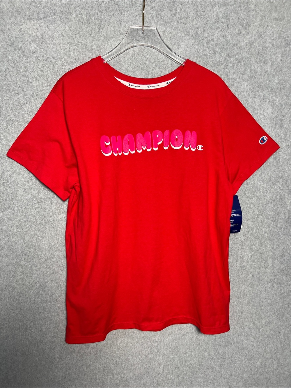 Champion Cheerful Red Logo The Classic Tee NWT SZ L